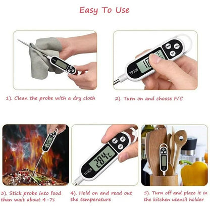 Candy Thermometer Digital Instant Read for Meat Kitchen Cooking Food Oil Deep Fry BBQ Grill Smoker (1, 14.4in-White) - size: 14.4in-white