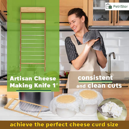 PetriStor Horizontal Cheese Curd Cutter - Cheese Harp & Curd Cutter Artisan Cheese Making Knife (1) - size: 1”