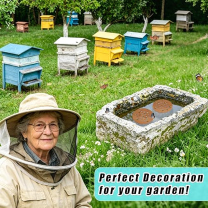 2 Pcs Floating Bee Island for Garden Pond Farm Fountain Cork Bee Watering Station Butterfly&Bee Waterer Feeding Cups for Bees Insect Outdoor Garden Decor Eco-Friendly