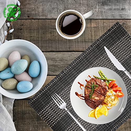 Set of 8 Pcs Bamboo Placemats Natural Anti-Slip Bamboo Placemats Washable Heat-Resistant Table Mats for Dining Room and Kitchen (Black+White) - color: Black+white, size: Set of 8 Placemat 17.7 x 11.8 inch