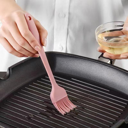 3pcs/set Food Grade Silicone Cake Spatula and Oil Brush and Cream Scraper and Sauce Brush, Baking Tool Set - color: Pink