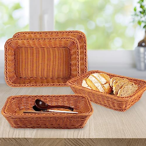 GNIEMCKIN 5-Piece 12-Inch Wicker Bread Basket - Woven Tabletop Food Serving Basket for Restaurant, Bakery, Family Party, Hotel - Brown - size: 5 PCS 12 Inch Brown