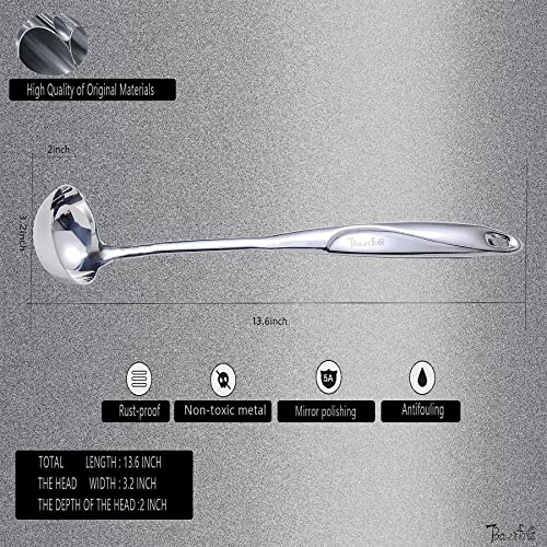 High Grade Soup Ladle, Cooking Ladle for Soup, Heat-proof Design of Hollow Handle, Gift for Family（4ouce/13.5 Inch) - size: A.SOUP LADLE