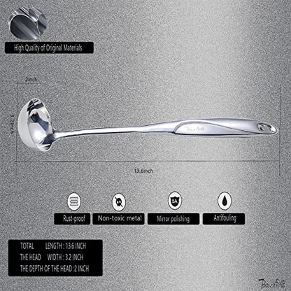 High Grade Soup Ladle, Cooking Ladle for Soup, Heat-proof Design of Hollow Handle, Gift for Family（4ouce/13.5 Inch) - size: A.SOUP LADLE