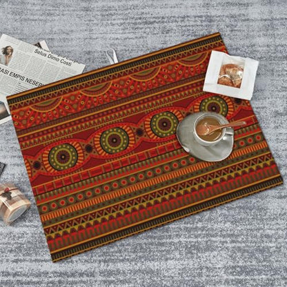 Tribal Pattern Dish Drying Mat Ethnic Geometric African Stripes Red Drying Rack Pad Countertop Dishes Ultra Absorbent Microfiber Kitchen Counter Mat 18x24 Inch - color: Red Brown