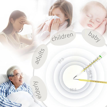 ℉ & ℃ Clinical Glass Thermometer for Underarm 2PCS - Classic Non Digital Thermometer for Adults - Accurate Easy Reading by AiBi TECH