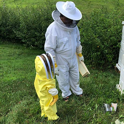 Luwint Kids Beekeeping Suits - Full Body Protection Kid Bee Beekeeper Suit with Gloves and Ventilated Hood (3'6''-3'11'' Height) - color: Yellow/3'6''-3'11'' Height