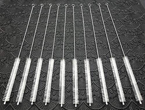 Straw Cleaner Brush for Stanley Extra Long 12 inch, Extra Wide 12mm diam for 40/30/20 oz Stanley Mug, Nylon Bristles and Stainless Steel Handle Straw Brush for 40 oz Stanley(10 PCS)