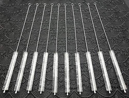 Straw Cleaner Brush for Stanley Extra Long 12 inch, Extra Wide 12mm diam for 40/30/20 oz Stanley Mug, Nylon Bristles and Stainless Steel Handle Straw Brush for 40 oz Stanley(10 PCS)