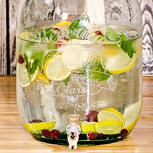 Couronne Company Authentic Recycled Glass Beverage Dispenser w/ Spigot, 422.7 oz, Clear, 1 Piece