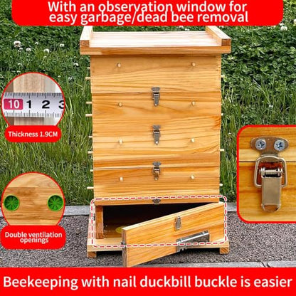 Beehive Box Kit, Pine Wood 5-Layer Structure Beeswax Coated Vertical Beehive, Without Nest Frame, with Metal Hive Entrance (Carbonized Version, 5-Layer Segmented Design) - color: Carbonized version, size: 5-Layer Vertical Beehive