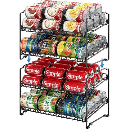 Simple Houseware 2 Tier Stackable Can Rack, Black, 2 Pack - color: Black