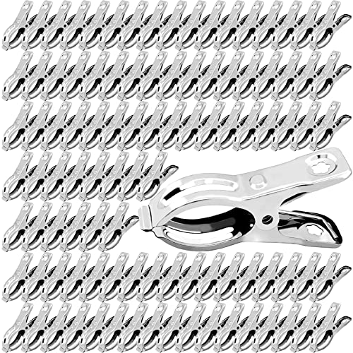 BESTEEL Upgraded 100 PCS Garden Clips, Greenhouse Clamps 100% Stainless Steel Heavy Duty Greenhuose Clips for Netting - Strong Grip to Hold Down Shade Cloth or Plant Cover on Garden Greenhouse Hoops - size: 100PCS