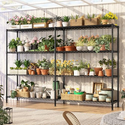 REIBII 69.8" W Storage Shelves 1250LBS Wire Shelving Unit 4 Tier Metal Shelving for Storage Rack Shelves Adjustable Heavy Duty Garage Shelf Pantry Shelves Kitchen Shelving, 69.8"Wx15.8"Dx62.9"H,Black - style: Black-15.8"Dx69.8"Wx62.9"H-4 Tier