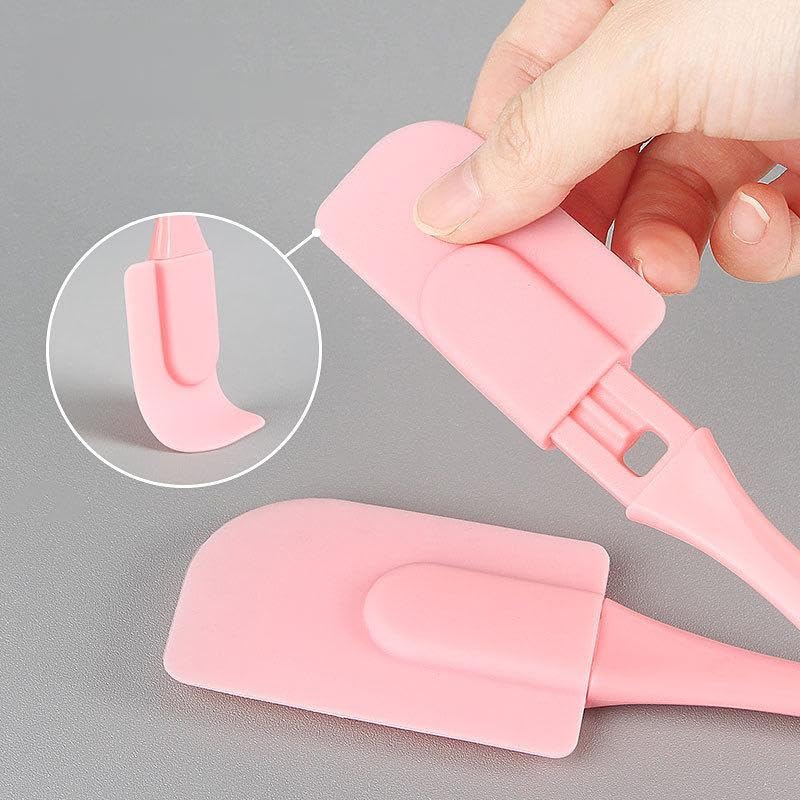 3pcs/set Food Grade Silicone Cake Spatula and Oil Brush and Cream Scraper and Sauce Brush, Baking Tool Set - color: Pink
