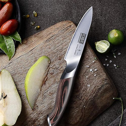 HOSHANHO 3.75 inch Paring Knife, Japanese High Carbon Stainless Steel Small Kitchen Knives, Ultra Sharp Fruit Knife with Ergonomic Pakkawood Handle - size: 3.7"