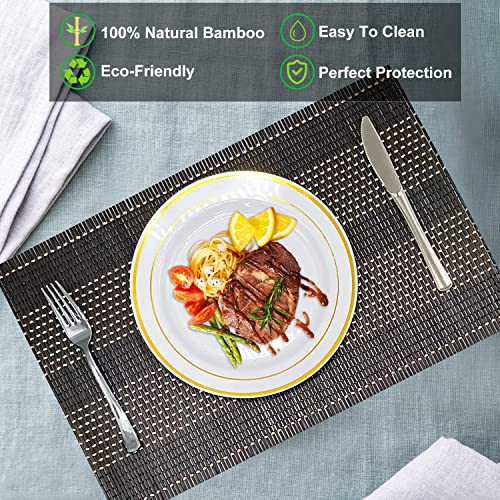 Set of 8 Pcs Bamboo Placemats Natural Anti-Slip Bamboo Placemats Washable Heat-Resistant Table Mats for Dining Room and Kitchen (Black+White) - color: Black+white, size: Set of 8 Placemat 17.7 x 11.8 inch