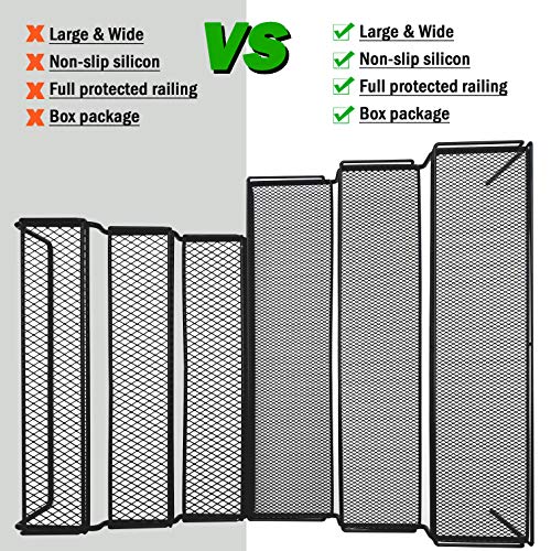 3 Tier Wide Expandable Cabinet Spice Rack Organizer (14.5" to 29.1") - Step Shelf with Protection Railing, Black | Wide, deep expandable spice rack for large spice jars, seasoning bottles, cans, and pantry organization. - color: Large & Wide