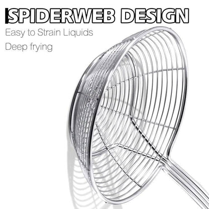 Anaeat Stainless Steel Spider Strainer Skimmer - Solid Kitchen Strainer Ladle with Long Handle for Cooking and Frying, Reinforced Double Coil Slotted Spoons for Pasta, Noodle, Spaghetti (5.5 Inch) - color: Double Coil 5.5 Inch