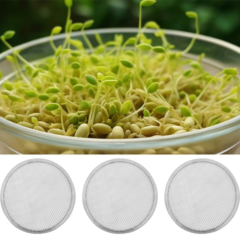10 Pack Stainless Steel Sprouting Lids for 86mm Wide Mouth Mason Jars - Reusable Mesh Filter Strainer Screens for Beans, Alfalfa, Broccoli Sprouts - Easy Clean