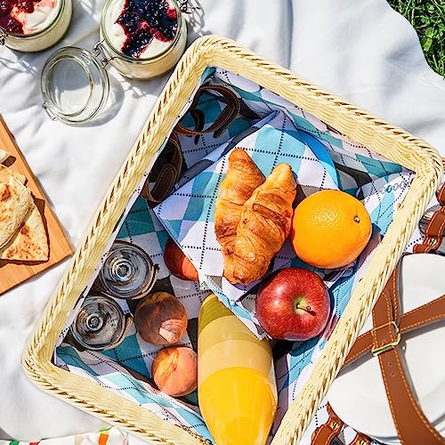 GNIEMCKIN 3 PCS 16 Inch Wicker Bread Basket, Woven Serving Basket for Restaurant, Bakery, Family Party, Hotel, Fruits, Vegetables and Snacks - Cream - size: 3 PCS 16 Inch Cream