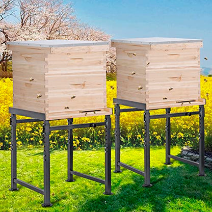 Adjustable Metal Hive Stand, Sturdy Beehive Stand | Adjustable Height 15” - 19” & Adjustable Width 14.5” - 24.5”, UV Resistant & Easy to Assemble Bee Stand for Beekeeping