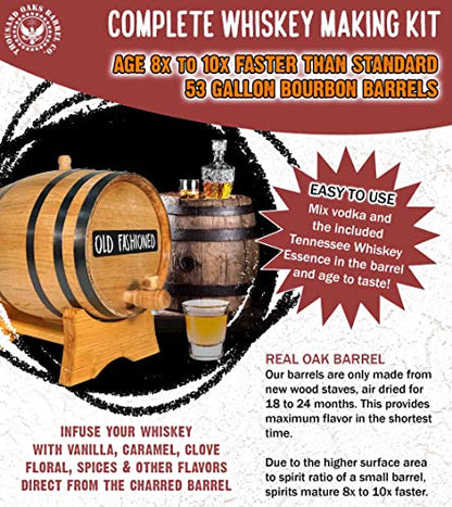 Tennessee Bourbon Whiskey Making Bootleg Kit w/Chalkboard & Book- Thousand Oaks Barrel Co. – Make & Age Spirits in an Oak Cask Keg Mini Barrel - Best Father’s Day Gift Ever (5L)