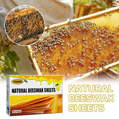 Blingbin 10Pcs Natural Beeswax Sheets, 5.1x3.5 inch Beeswax Candle Wax, Beeswax Foundation Sheets for Candle Making, Beekeeping Bee Wax Nest Bed Beeswax Honeycomb Sheet Easy DIY Candle Making Kit Gift