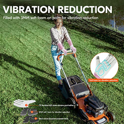 Vgo... 1-Pair Premium Geniune Goat Leather Extra-long Cuff Thornproof, Anti-abrasion, Anti-Impact Gardening Gloves (Size M, White, GA9659) - color: 1 Pair - White Pink, size: Women's Medium