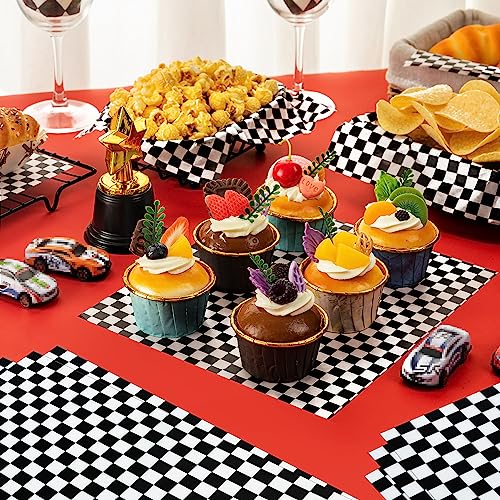 100 Pcs Black & White Checkered Wax Paper Sheets for Food, Wax Paper for Sandwich Wrap, Deli Wraps, Picnic Basket Liners, 8.6 x 9.8 inches - color: Black/White