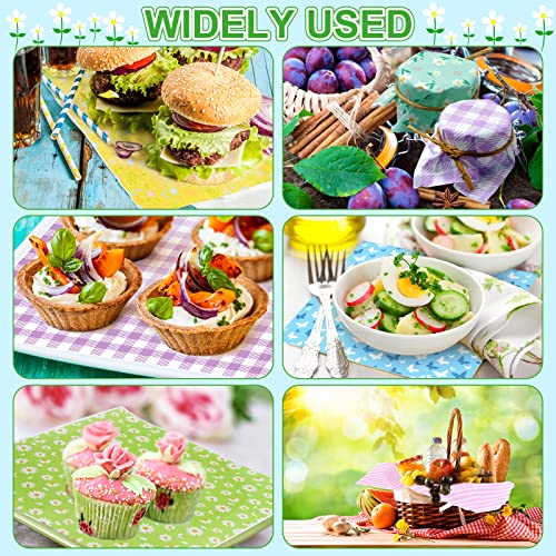 240Pcs Wax Paper Dry Waxed Deli Paper Sheets 12x12 inch Sandwich Wrap Paper Floral Parchment Sheets Basket Liner Food Paper Sheets for Carnival Home Kitchen Picnic Spring Summer Tea Party Favors - color: Spring Theme 240 Sheets