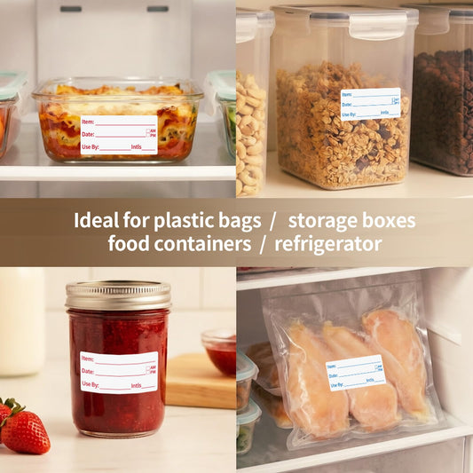 300 Labels Removable Food Labels, HUOJI 1 x 2 Kitchen Labels 150 Labels per Roll, Date Stickers for Freezer, Refrigerator Food Containers, No Residue(2 Rolls, 2 Colors) - size: 1x2-2 Rolls | 300 Sheets