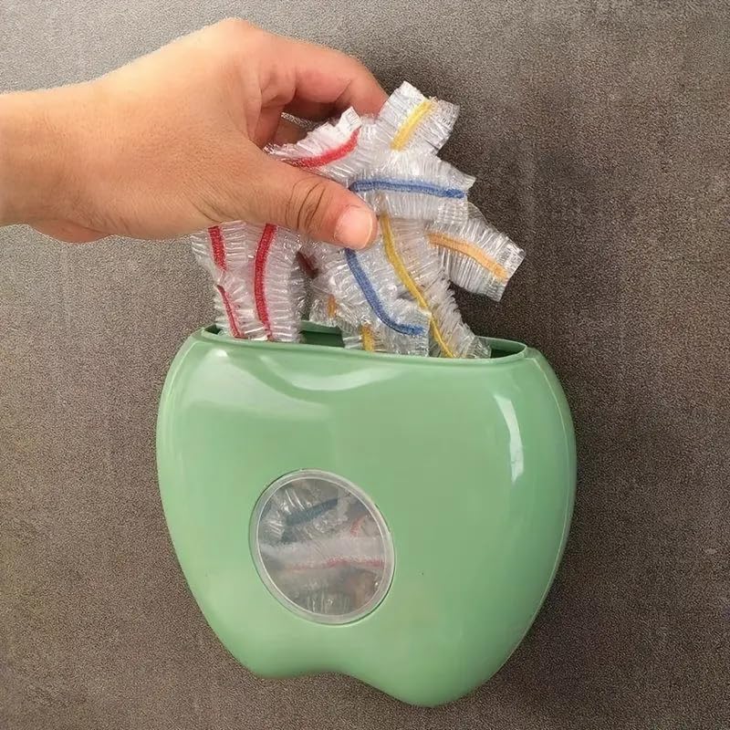 Easy-Access Multi-Functional Kitchen Storage Box with Elastic Food Covers - Reusable, Non-Contact Plastic Wrap Organizer, Green, 1Pcs