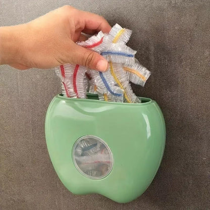 Easy-Access Multi-Functional Kitchen Storage Box with Elastic Food Covers - Reusable, Non-Contact Plastic Wrap Organizer, Green, 1Pcs