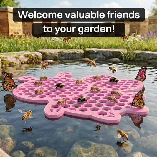 Bee Watering Station for Garden Floating with Safe Landing Pads | Butterfly & Pollinator Watering Station| Beekeeping Supplies & Outdoor Garden Décor. Honeybee (1, Pink) - color: Pink