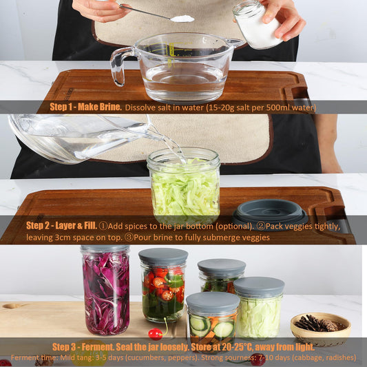 Silicone Fermenting Lids for Wide Mouth Mason Jars Airlock Fermentation Jar Lids Reusable Mason Tops Fermentation Kit for Kimchi, Sauerkraut & Fermented Pickles, 4 Pack - color: 4 Pack, size: Wide Mouth - Pro Version