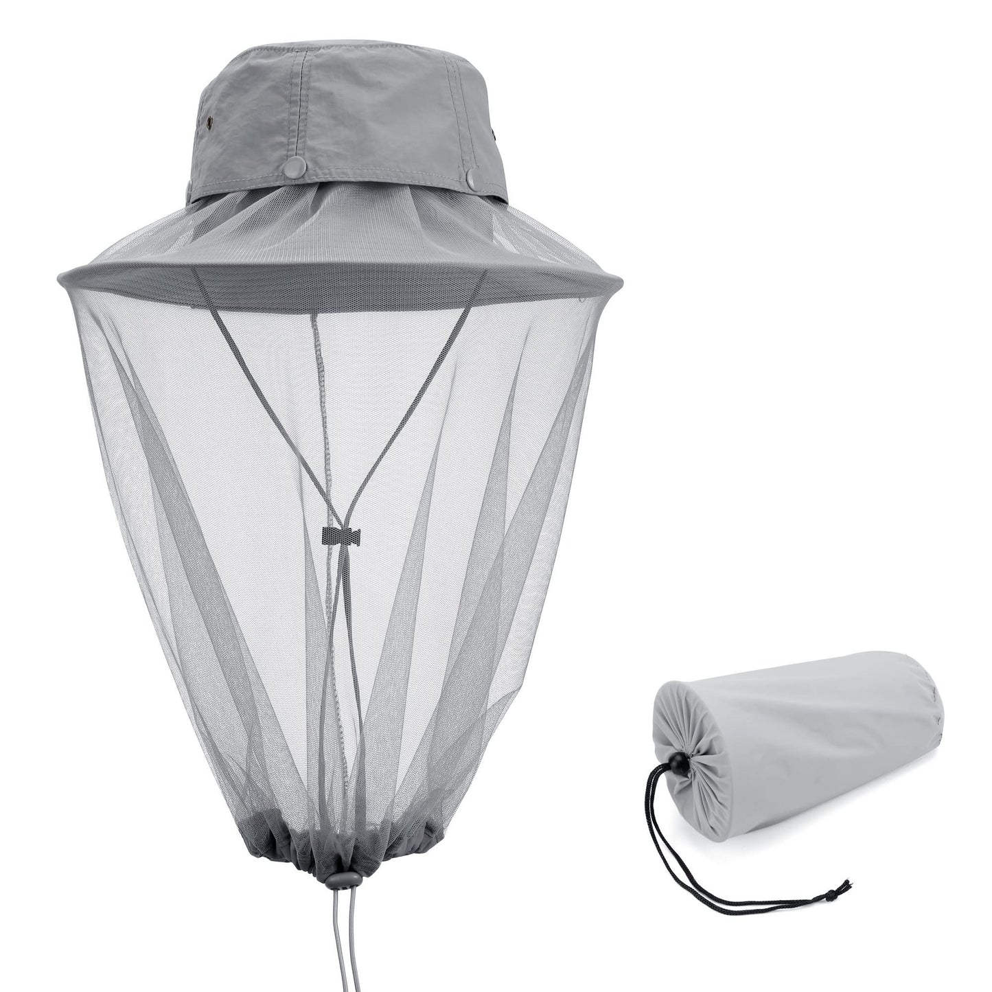 Mosquito Head Net Hat with Hidden Net Mesh for Outdoor Lover Hiking Fishing Beekeeping Gardening Men or Women (Grey) - color: Grey
