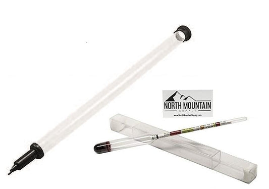 North Mountain Supply 2-in-1 Wine Thief-Testing Cylinder with Triple Scale Hydrometer- Made in Italy - 21 inches
